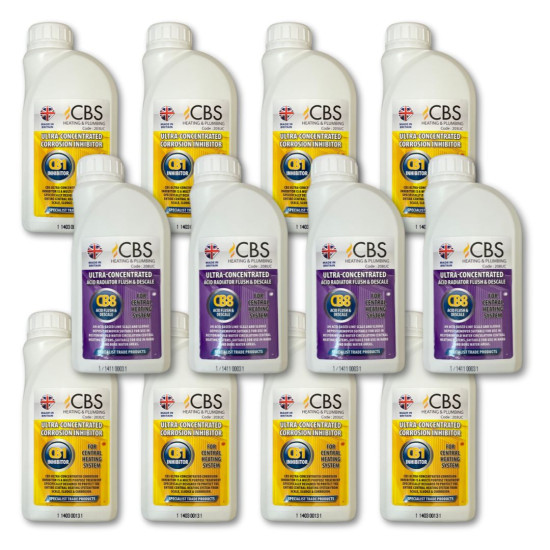 CBS Central Heating Ultra-Concentrated Corrosion Inhibitors/Acid Radiator Flush & Descale (Bundle 4) Set of 12