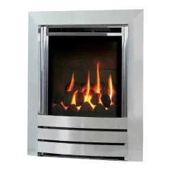 Kinder Camber Decorative Pebble Fuel Effect Gas Fire Open Fronted Silver