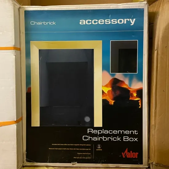 Valor Replacement Chairbrick Fireback Box Black and Brass