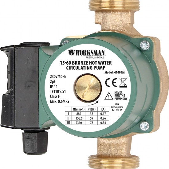 15-60 BRONZE HOT WATER CIRCULATING PUMP SUITABLE FOR 5 - 6M HEAD 15-60 BRONZE HOT WATER CIRCULATING PUMP SUITABLE FOR 5 - 6M HEAD