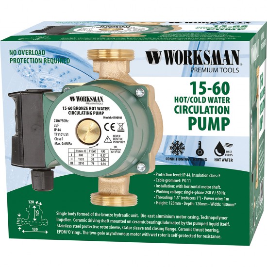 15-60 BRONZE HOT WATER CIRCULATING PUMP SUITABLE FOR 5 - 6M HEAD 15-60 BRONZE HOT WATER CIRCULATING PUMP SUITABLE FOR 5 - 6M HEAD