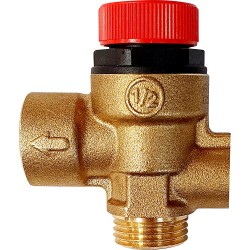 Pressure Relief Valve with Gauge Port 3 Bar 1/2"" MBSP x 15mm/FBSP 